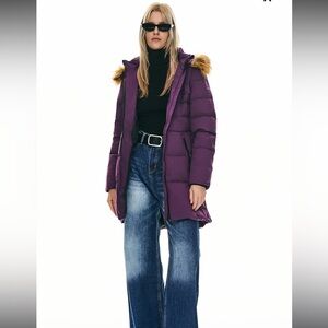 Orolay Faux Fur Trim Hood Winter Duck Down Jacket Purple Charisma Waterproof